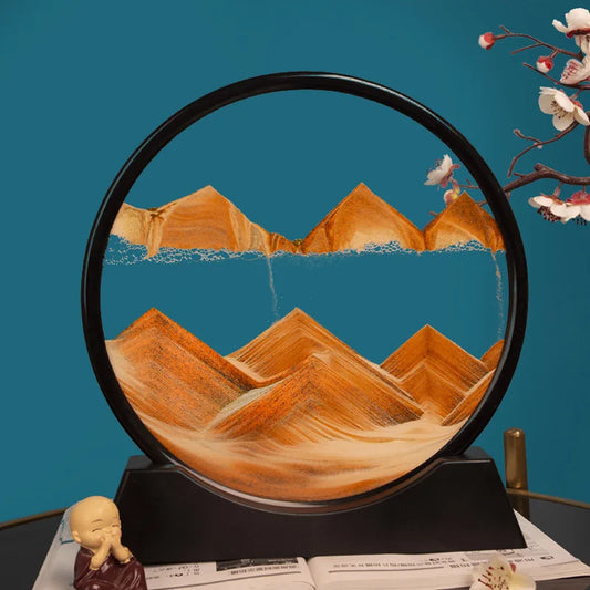 3D Moving Sand Art Nordic Creative Oranment Liquid Hourglass Flowing Sand Sandscape Round Quicksand Painting Home Decor Gifts